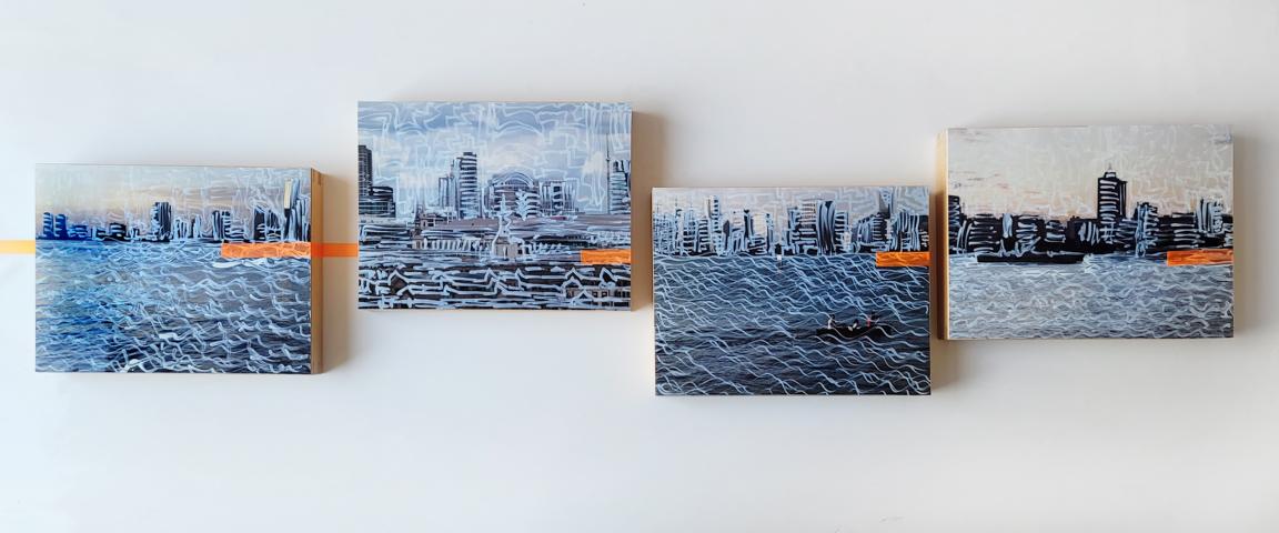 Sea Level Rise - 20x15x3cm -Photography/marker/adhesive tape mounted on wooden box - e.a.schumacher